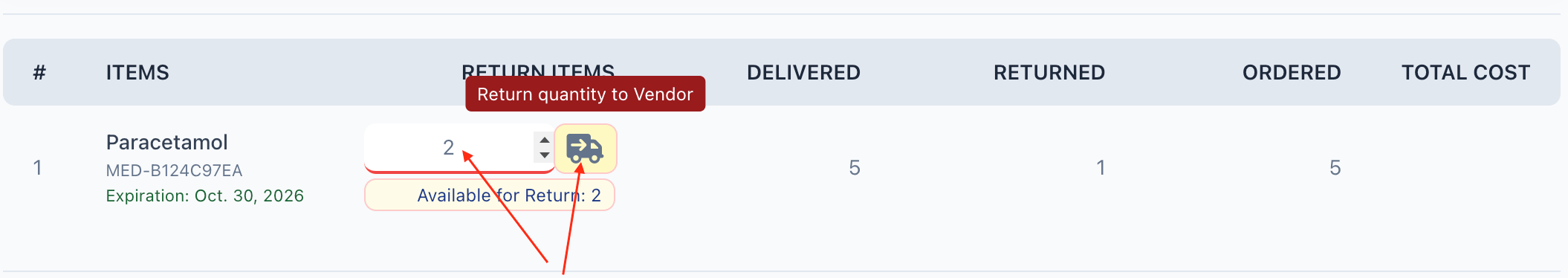 Return Item to Vendor